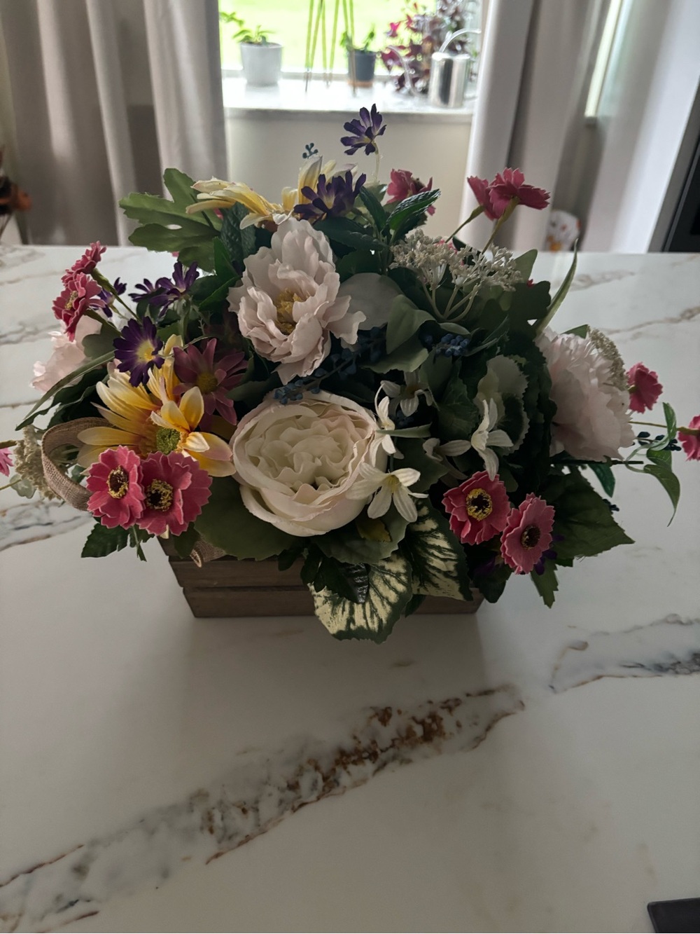 Artificial Floral Arrangement in Mixed Pink, White & Green